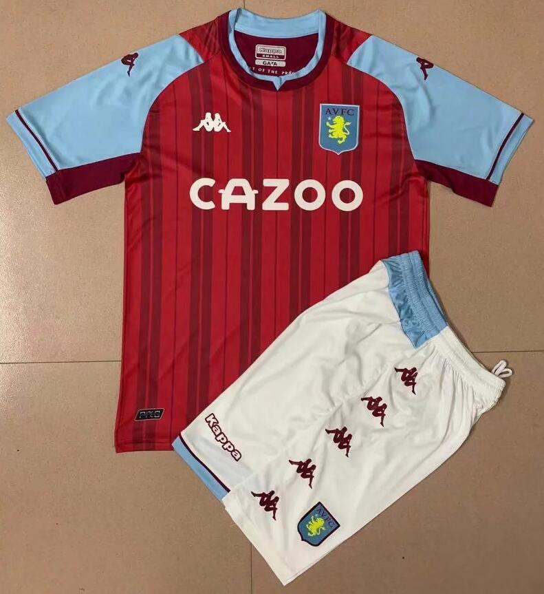 Kids Aston Villa FC 2021/22 Home Soccer Kits Shirt With Shorts